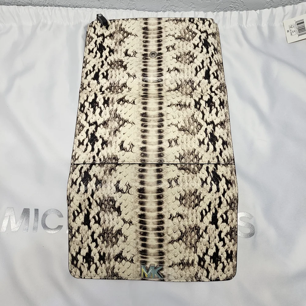 Michael Kors Cream and Tan Snake Print Wallet Genuine Leather - Picture 6 of 7